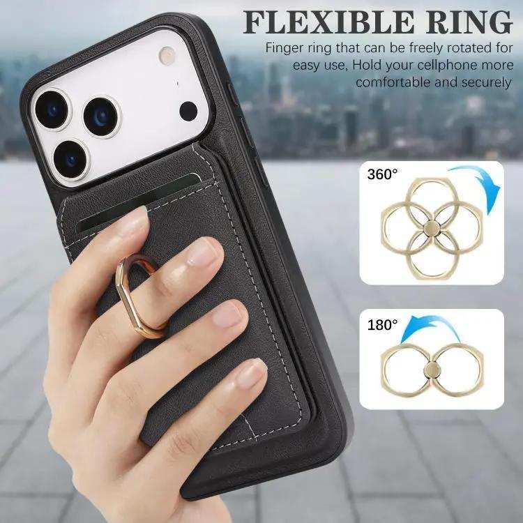 Kalebol Strong MagSafe Ring Magnetic Card Bag Holder Leather Phone Case Kalebol
