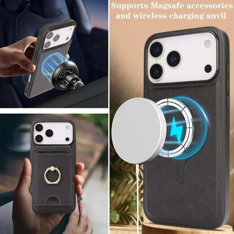 Kalebol Strong MagSafe Ring Magnetic Card Bag Holder Leather Phone Case Kalebol