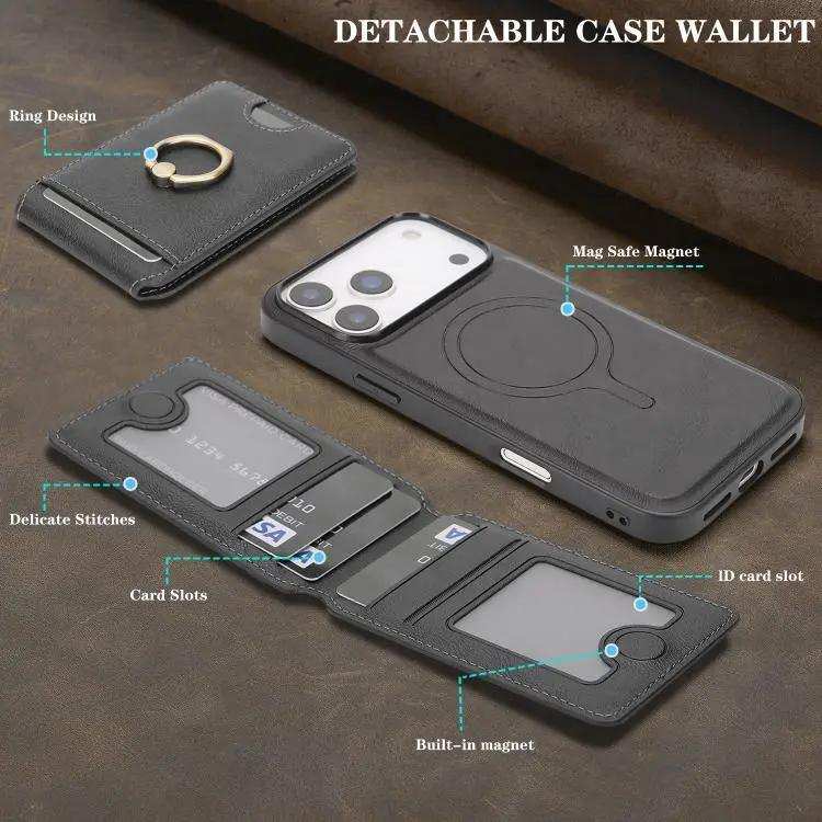 Kalebol Strong MagSafe Ring Magnetic Card Bag Holder Leather Phone Case Kalebol
