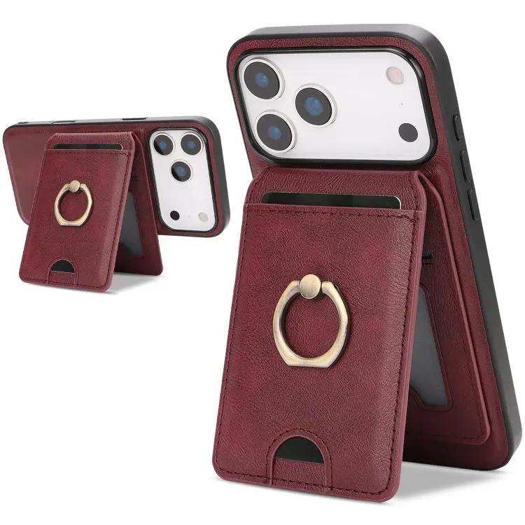 Kalebol Strong MagSafe Ring Magnetic Card Bag Holder Leather Phone Case Kalebol