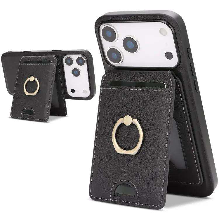 Kalebol Strong MagSafe Ring Magnetic Card Bag Holder Leather Phone Case Kalebol