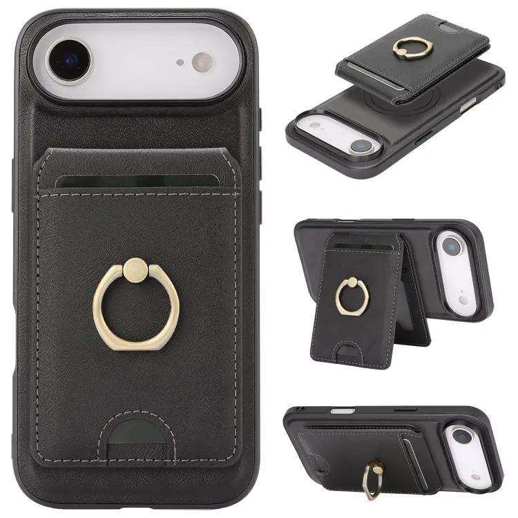 Kalebol Strong MagSafe Ring Magnetic Card Bag Holder Leather Phone Case Kalebol