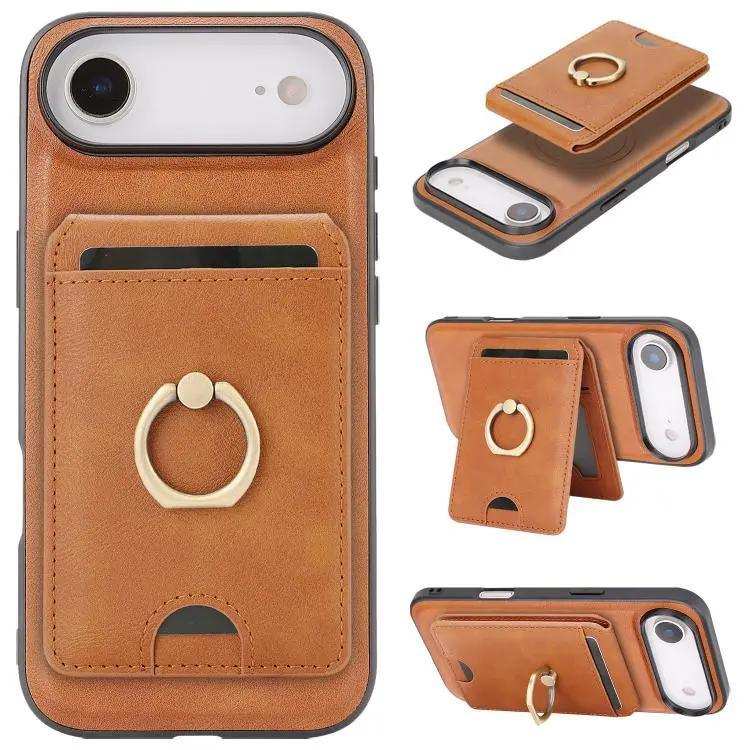 Kalebol Strong MagSafe Ring Magnetic Card Bag Holder Leather Phone Case Kalebol