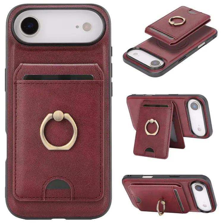 Kalebol Strong MagSafe Ring Magnetic Card Bag Holder Leather Phone Case Kalebol