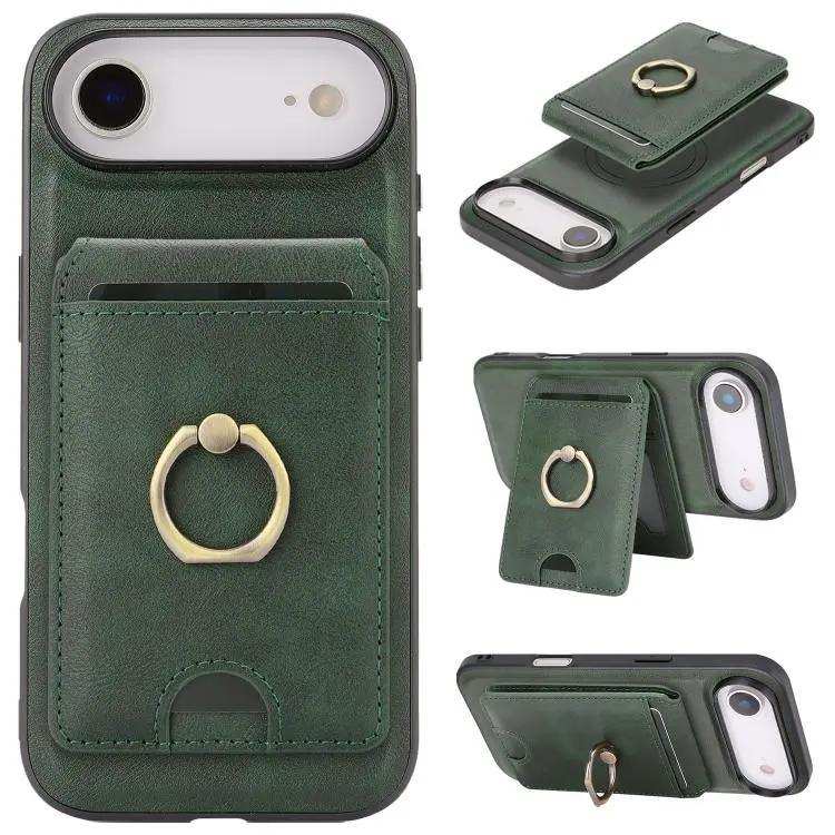 Kalebol Strong MagSafe Ring Magnetic Card Bag Holder Leather Phone Case Kalebol