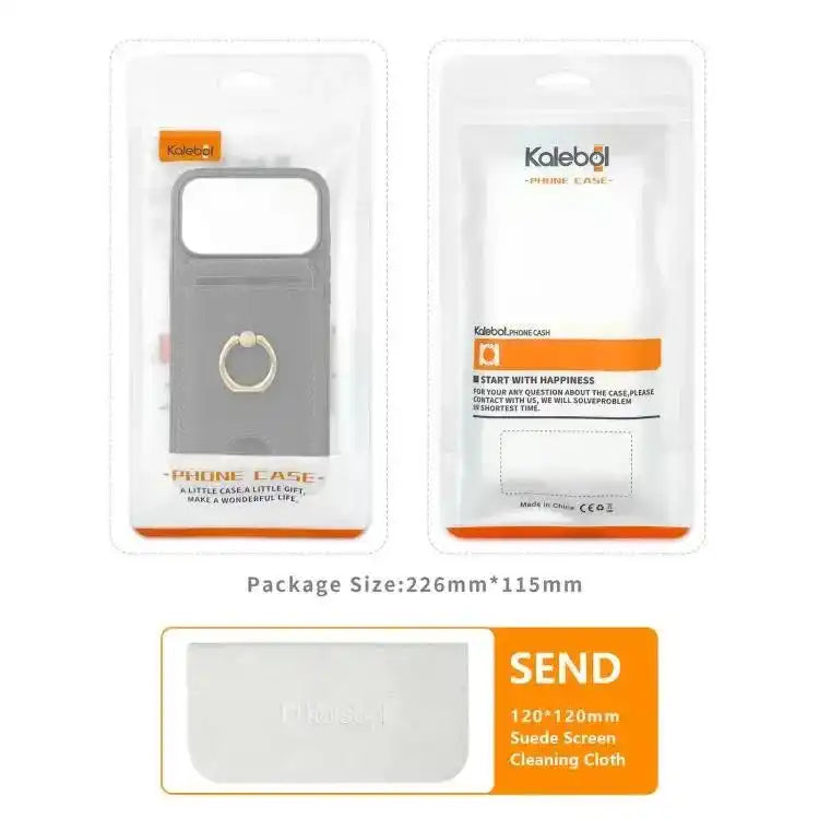 Kalebol Strong MagSafe Ring Magnetic Card Bag Holder Leather Phone Case Kalebol