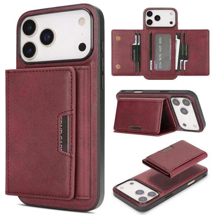 Kalebol Strong Magnetic MagSafe Tri-Fold Wallet Leather Phone Case Kalebol