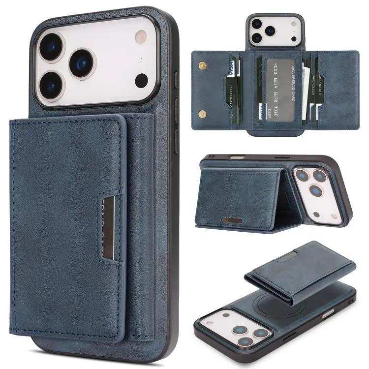 Kalebol Strong Magnetic MagSafe Tri-Fold Wallet Leather Phone Case Kalebol
