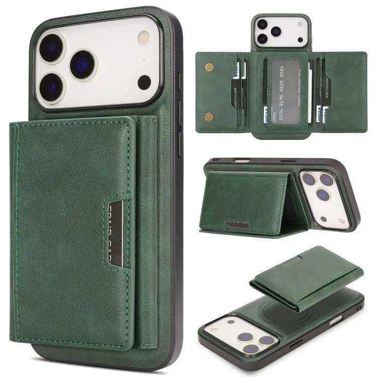 Kalebol Strong Magnetic MagSafe Tri-Fold Wallet Leather Phone Case Kalebol