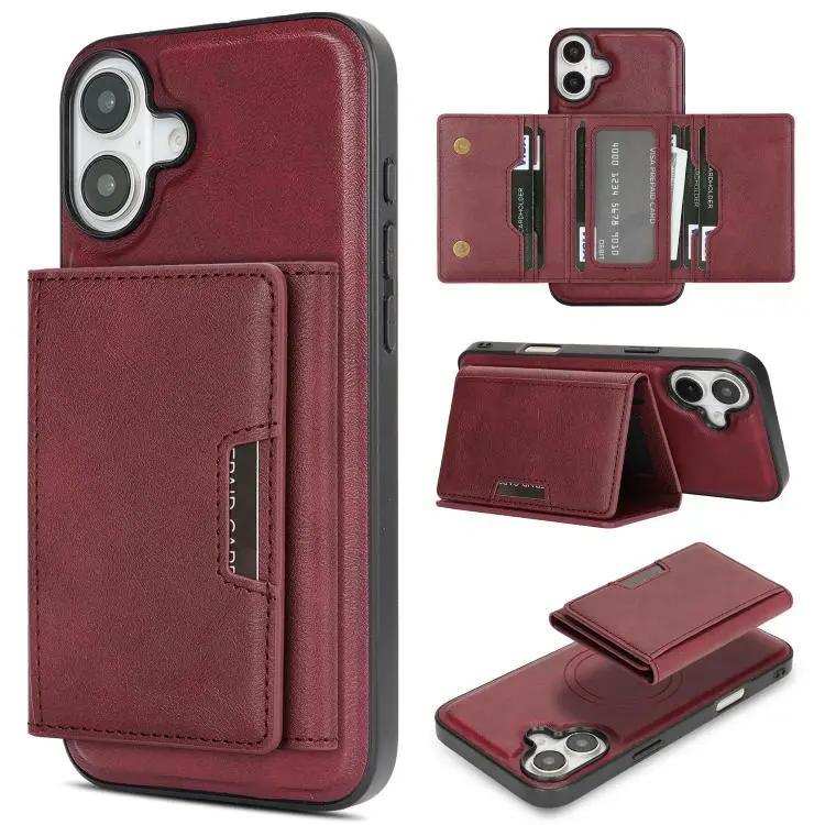 Kalebol Strong Magnetic MagSafe Tri-Fold Wallet Leather Phone Case Kalebol