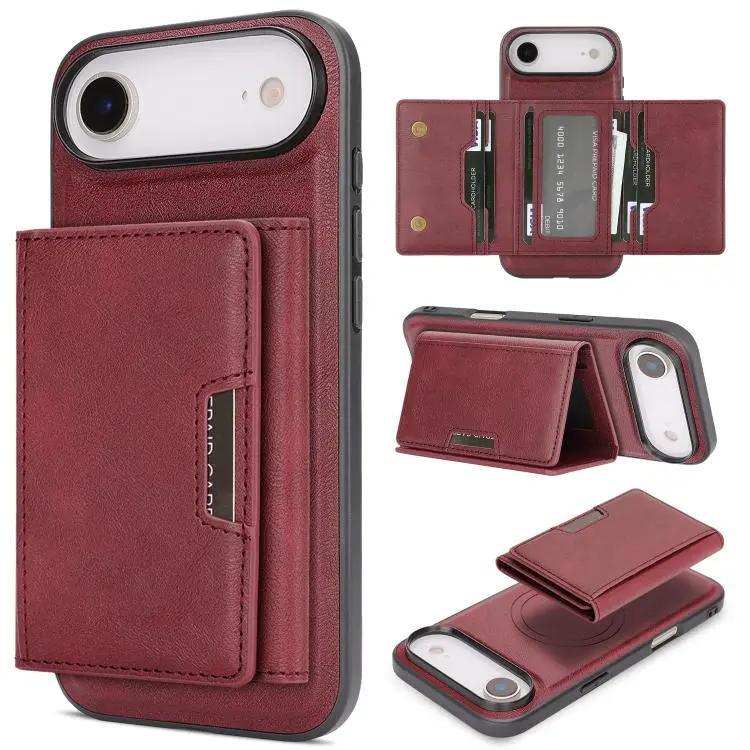 Kalebol Strong Magnetic MagSafe Tri-Fold Wallet Leather Phone Case Kalebol