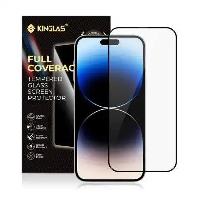 Kinglas 2.5D Full Coverage Silk Printing Black Edge Tempered Glass Screen Protector for iPhone 16 Pro Max Kinglas