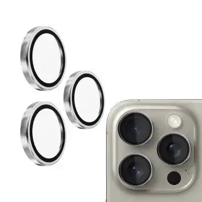 Kinglas Metal Ring HD Tempered Glass Camera Lens Protector Film for iPhone 16 Pro / 16 Pro Max / 14 Pro / 14 Pro Max Kinglas