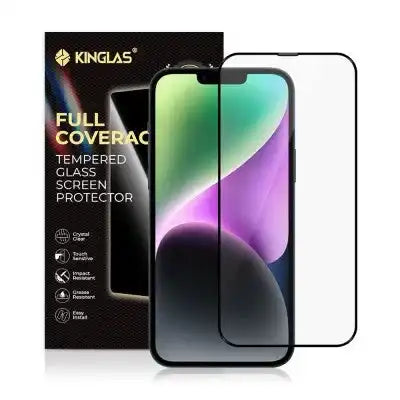 Kinglas Screen Printing Full Screen Black Edge Tempered Glass Screen Protector for iPhone 13 13 Pro 14 Kinglas