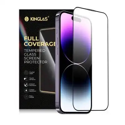 Kinglas Screen Printing Full Screen Black Edge Tempered Glass Screen Protector for iPhone 14 Pro Max Kinglas