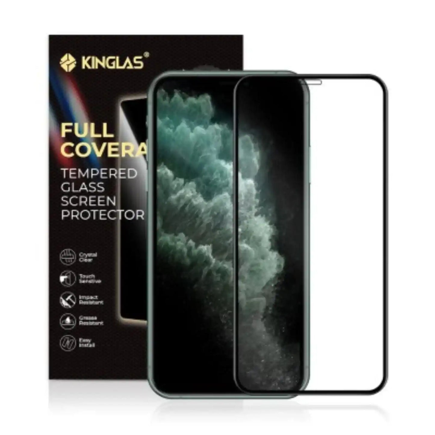 Kinglas Screen Printing Full Screen Black Edge Tempered Glass Screen Protector for iPhone XS Max 11 Pro Max Kinglas