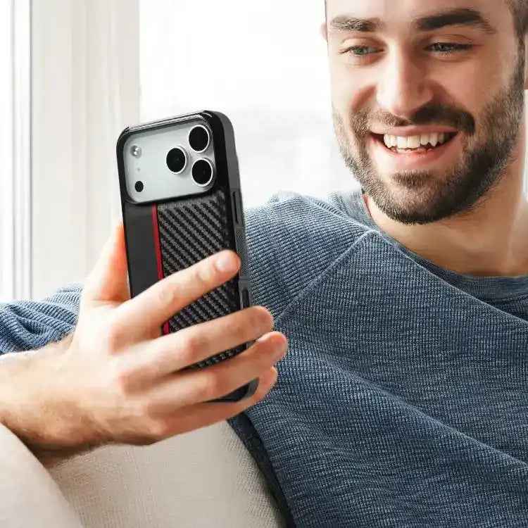 LC.IMEEKE 3 in 1 Carbon Fiber Texture Shockproof Phone Case