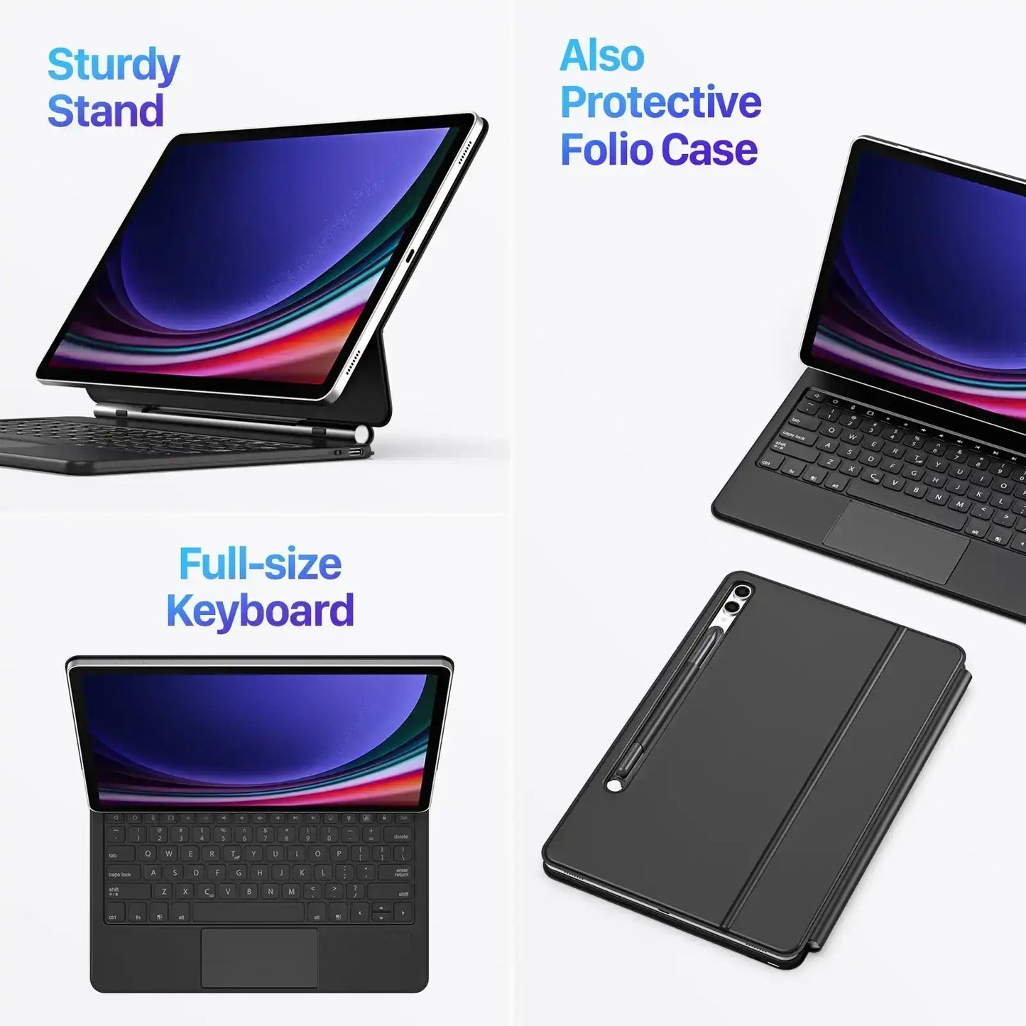 MK Series Keyboard with Protective Case for Samsung Tab S10 FE / S9 / S9 FE / S8 / S7 Samsung