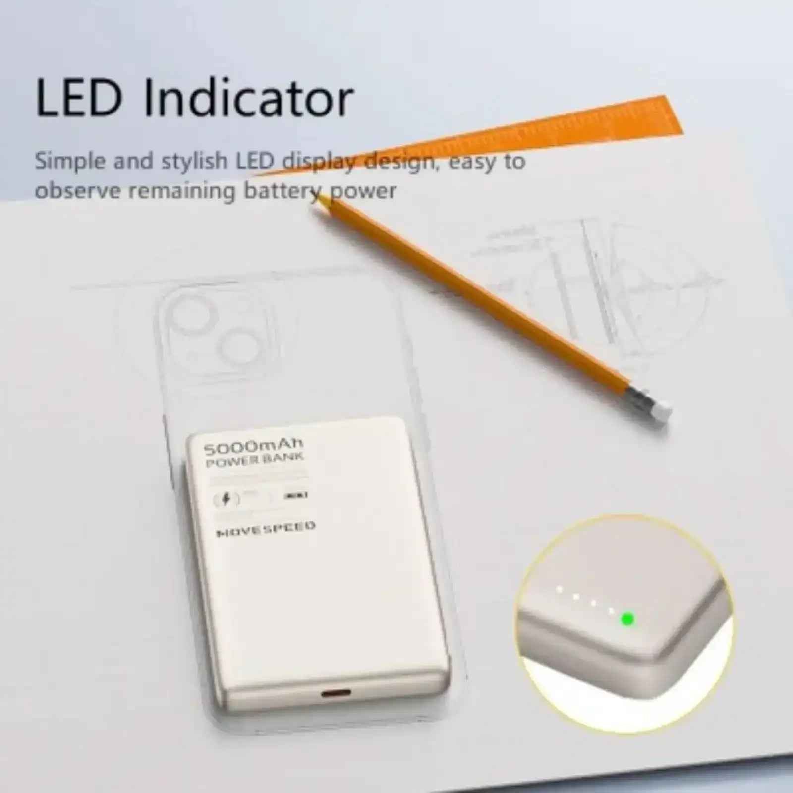 MOVE SPEED S5 Ultra-thin Titanium Magnetic Power Bank 5000mAh PD20W (YSPBS05)-Gold