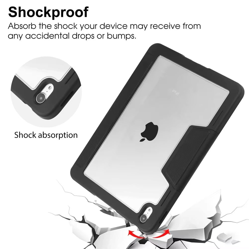Shockproof Smart Trifold Case for iPad 10.2 inch (9th/8th/7th Gen) with Pencil Holder – Clear Back Cover, Auto Sleep/Wake