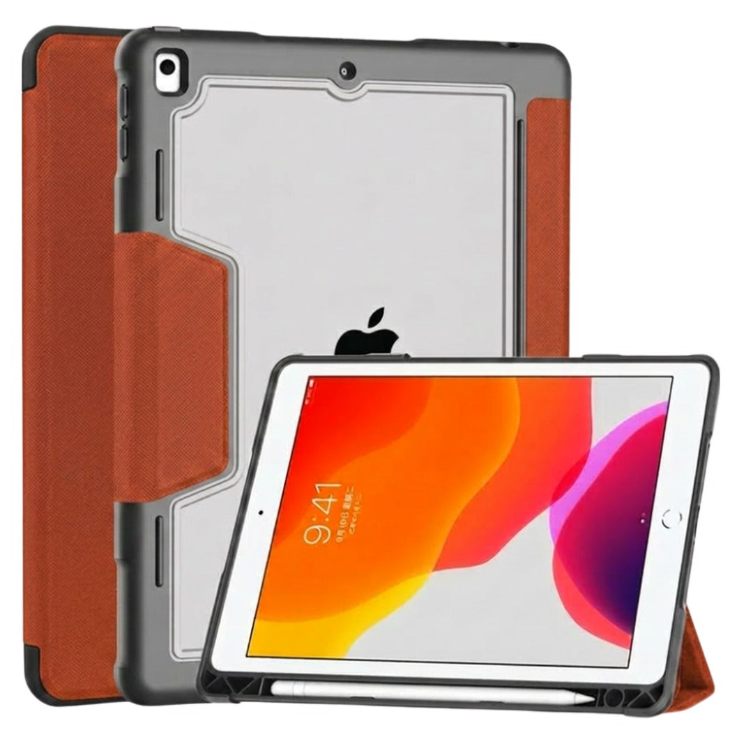 Shockproof Smart Trifold Case for iPad 10.2 inch (9th/8th/7th Gen) with Pencil Holder – Clear Back Cover, Auto Sleep/Wake