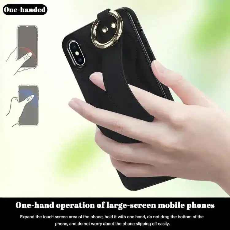 Non-slip Full Coverage Ring PU Phone Case with Wristband