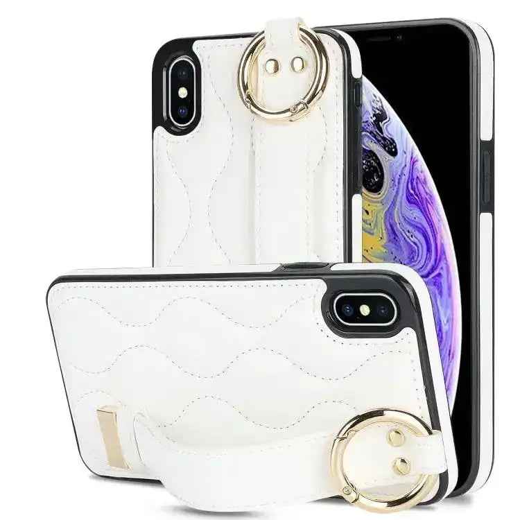 Non-slip Full Coverage Ring PU Phone Case with Wristband
