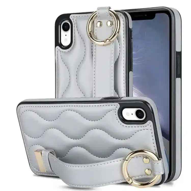 Non-slip Full Coverage Ring PU Phone Case with Wristband
