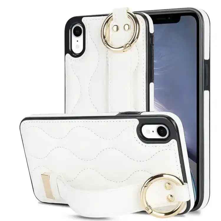 Non-slip Full Coverage Ring PU Phone Case with Wristband