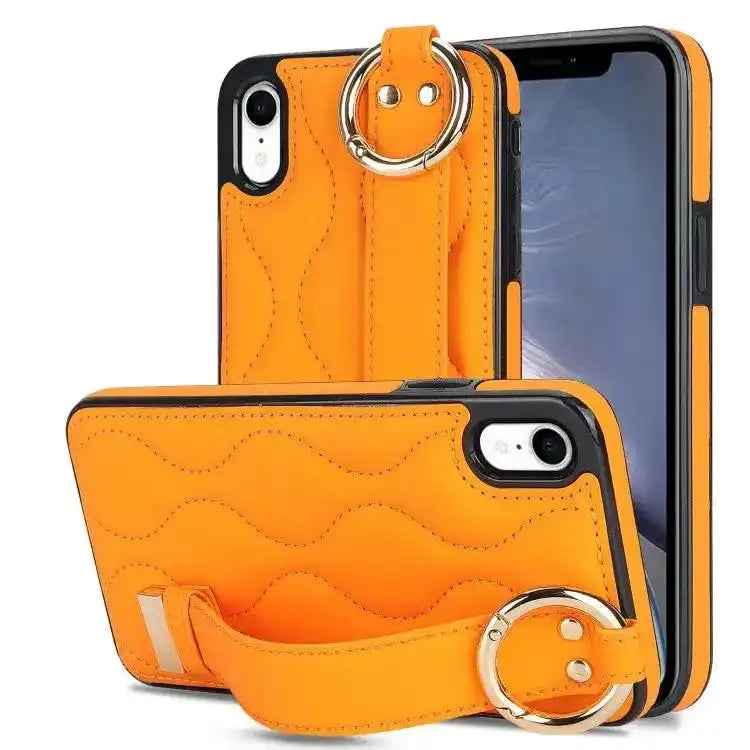 Non-slip Full Coverage Ring PU Phone Case with Wristband