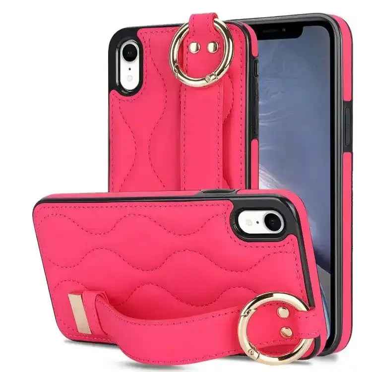 Non-slip Full Coverage Ring PU Phone Case with Wristband