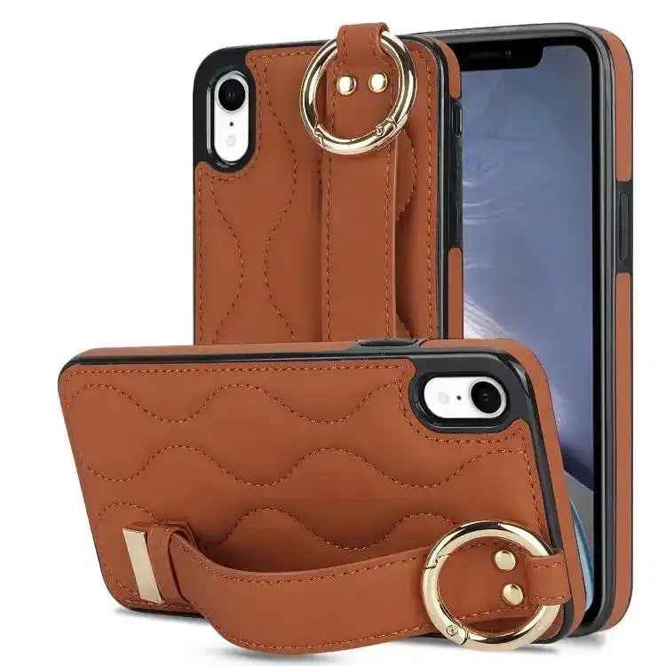 Non-slip Full Coverage Ring PU Phone Case with Wristband