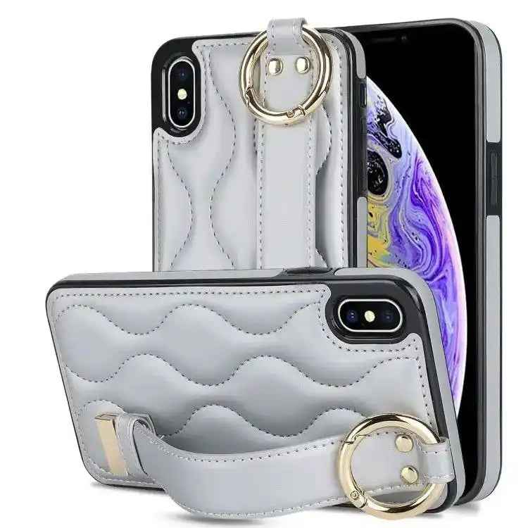 Non-slip Full Coverage Ring PU Phone Case with Wristband