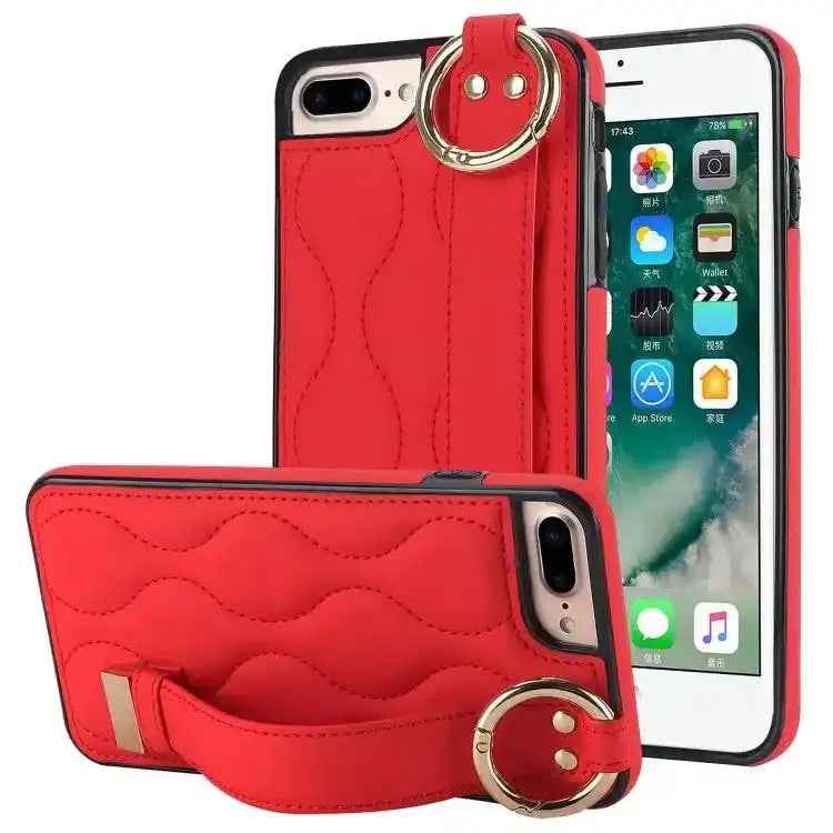 Non-slip Full Coverage Ring PU Phone Case with Wristband