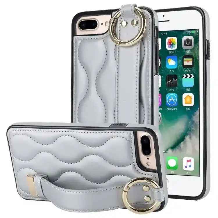 Non-slip Full Coverage Ring PU Phone Case with Wristband