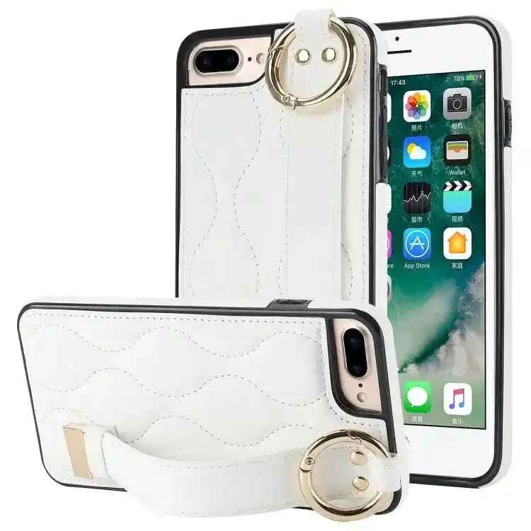 Non-slip Full Coverage Ring PU Phone Case with Wristband