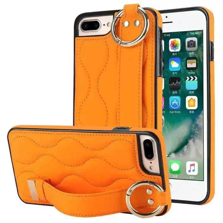 Non-slip Full Coverage Ring PU Phone Case with Wristband