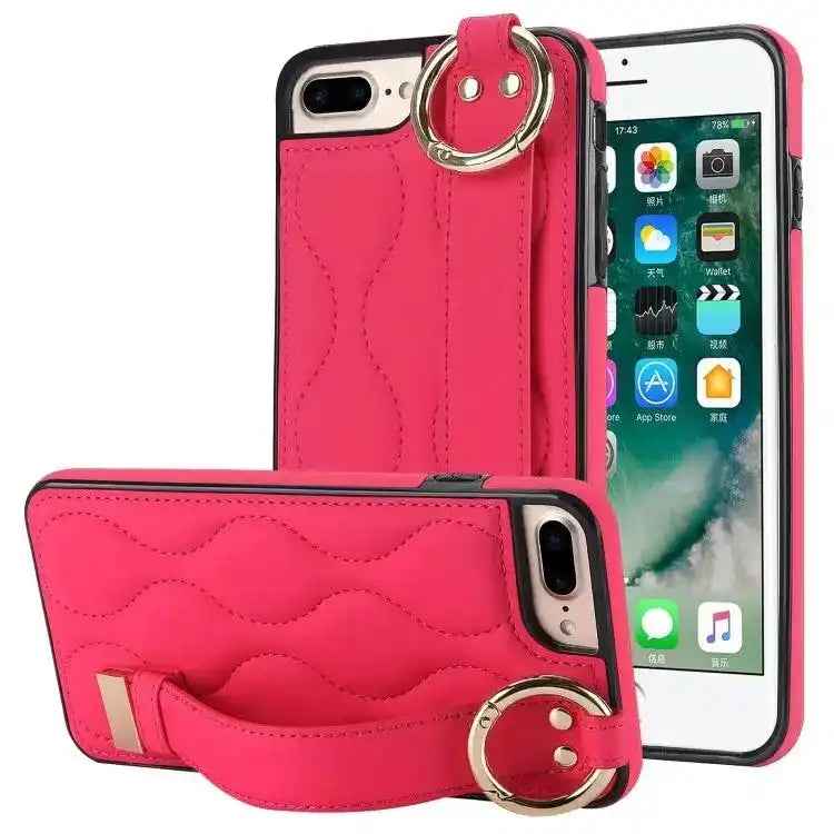 Non-slip Full Coverage Ring PU Phone Case with Wristband