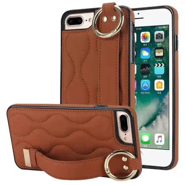 Non-slip Full Coverage Ring PU Phone Case with Wristband