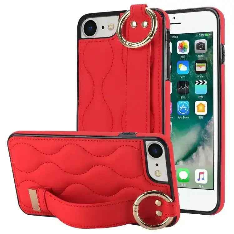 Non-slip Full Coverage Ring PU Phone Case with Wristband
