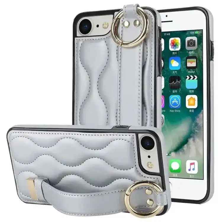 Non-slip Full Coverage Ring PU Phone Case with Wristband