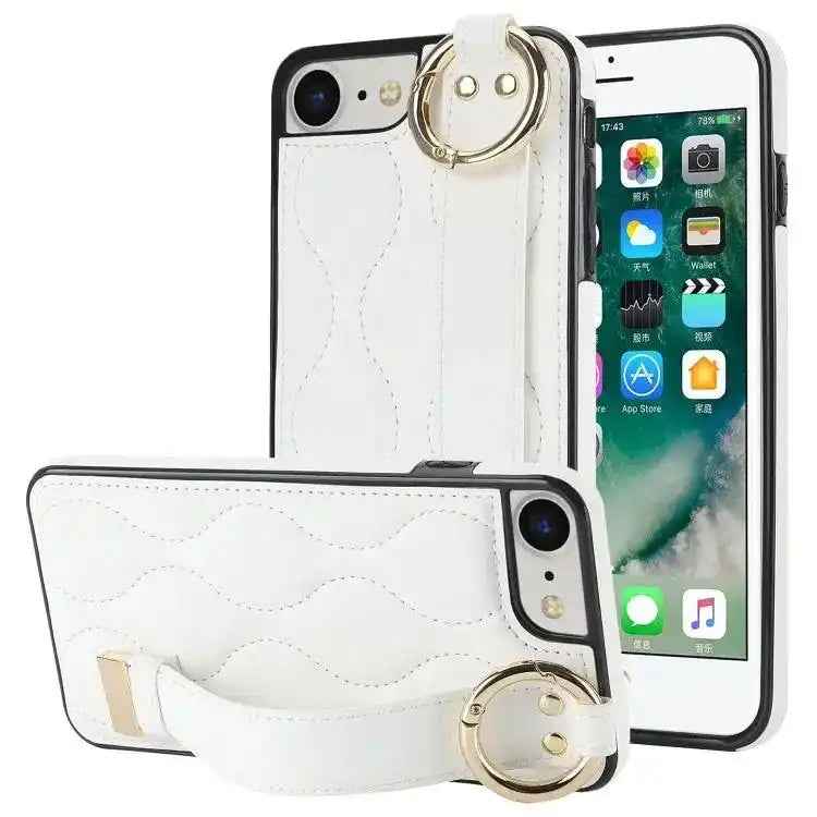Non-slip Full Coverage Ring PU Phone Case with Wristband