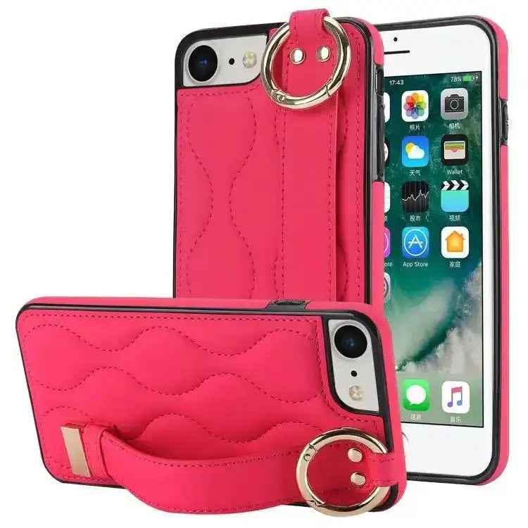 Non-slip Full Coverage Ring PU Phone Case with Wristband