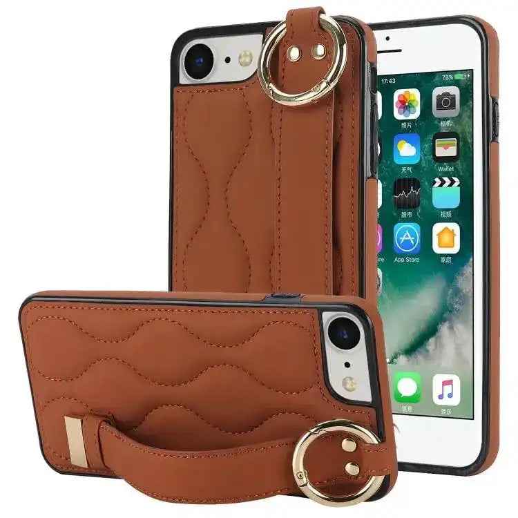 Non-slip Full Coverage Ring PU Phone Case with Wristband