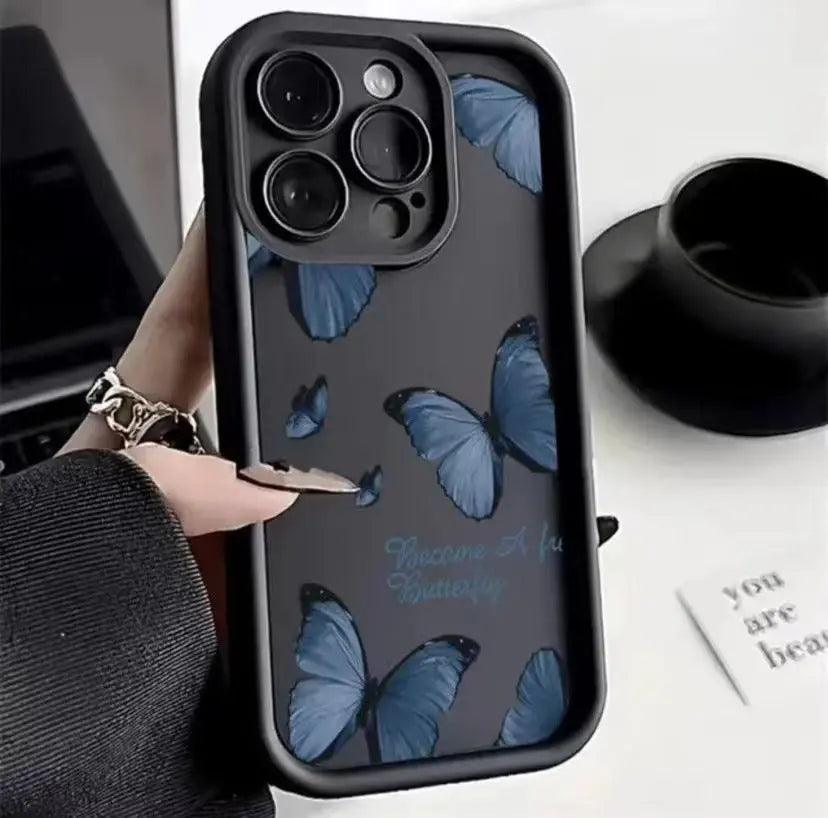 Blue Butterfly Printed Edging Drop-resistant Phone Case LEICA