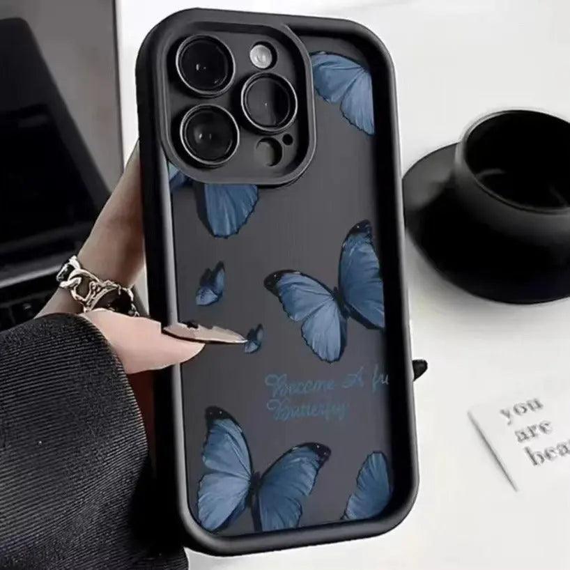 Blue Butterfly Printed Edging Drop-resistant Phone Case LEICA