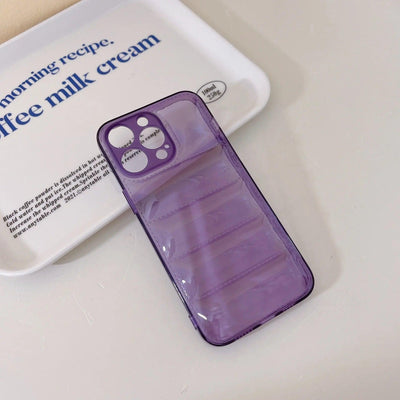 Transparent Purple Down Jacket Phone Case All-inclusive Fine Hole Airbag Drop-resistant - MyMobile