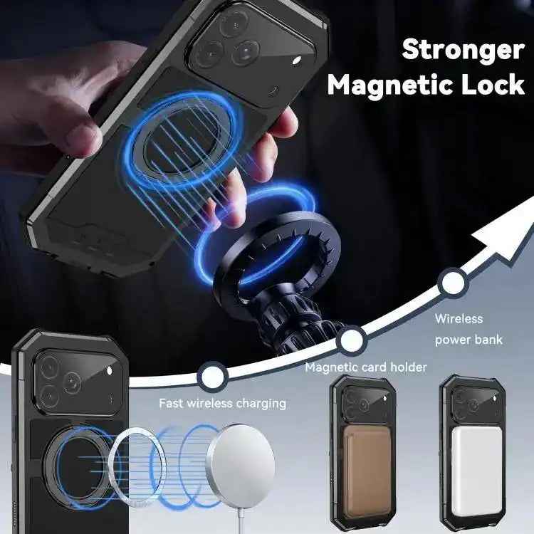 R-JUST Life Waterproof Dustproof MagSafe Magnetic Holder Phone Case R-JUST