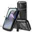 R-JUST Metal + Silicone + Tempered Glass Life Waterproof Phone Case with Holder