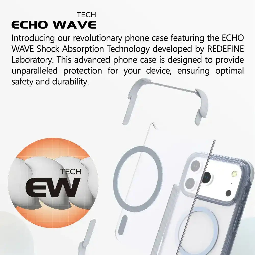 REDEFINE Echo Wave Ultimate Impact Protection Transparent Case Cover for iPhone 17 Pro Redefine